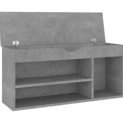 vidaXL skobænk med hynde 104x30x49 cm konstrueret træ betongrå