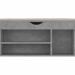 vidaXL skobænk med hynde 104x30x49 cm konstrueret træ betongrå