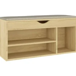 vidaXL skobænk med hynde 104x30x49 cm konstrueret træ sonoma-eg