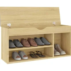 vidaXL skobænk med hynde 104x30x49 cm konstrueret træ sonoma-eg