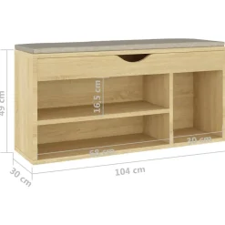 vidaXL skobænk med hynde 104x30x49 cm konstrueret træ sonoma-eg