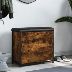 vidaXL skobænk med vippeskuffe 62x32x56 cm røget egetræsfarve