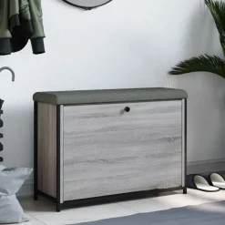 vidaXL skobænk med vippeskuffe 82x32x56 cm grå sonoma-eg