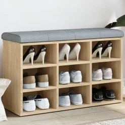 vidaXL skobænk Sonoma eg 82x32x50 cm konstrueret træ