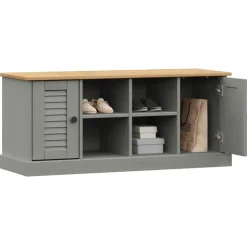 vidaXL skobænk VIGO 106x35x45 cm massivt fyrretræ grå