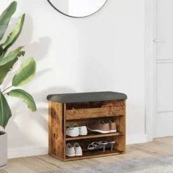 vidaXL skobænk 62x32x50 cm konstrueret træ antikt træ