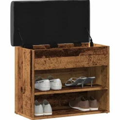 vidaXL skobænk 62x32x50 cm konstrueret træ antikt træ