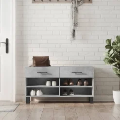 vidaXL skobænk 102x35x55 cm konstrueret træ betongrå