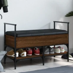 vidaXL skobænk 85,5x42x57,5 cm konstrueret træ brun egetræsfarve