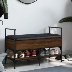 vidaXL skobænk 85,5x42x57,5 cm konstrueret træ brun egetræsfarve