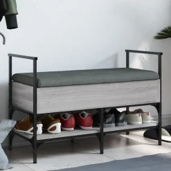 vidaXL skobænk 85,5x42x57,5 cm konstrueret træ grå sonoma-eg