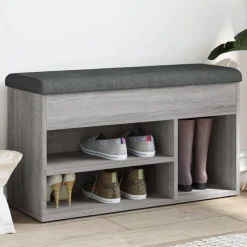 vidaXL skobænk 82x32x45,5 cm konstrueret træ grå sonoma-eg