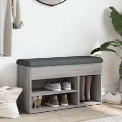 vidaXL skobænk 82x32x45,5 cm konstrueret træ grå sonoma-eg