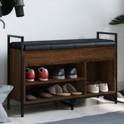 vidaXL skobænk 85,5x32x57,5 cm konstrueret træ brun egetræsfarve