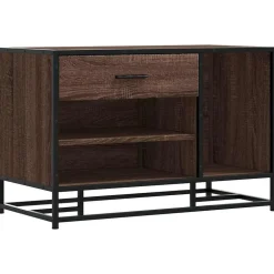 vidaXL skobænk 80x40x53,5 cm konstrueret træ metal brun egetræsfarve