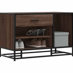 vidaXL skobænk 80x40x53,5 cm konstrueret træ metal brun egetræsfarve