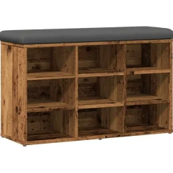 vidaXL skobænk 82x32x50 cm konstrueret træ antikt træ