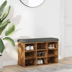 vidaXL skobænk 82x32x50 cm konstrueret træ antikt træ
