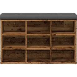 vidaXL skobænk 82x32x50 cm konstrueret træ antikt træ