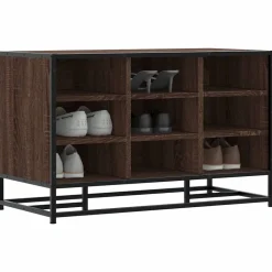vidaXL skobænk 84x40x53,5 cm konstrueret træ metal brun egetræsfarve