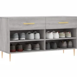 vidaXL skobænk 102x35x55 cm konstrueret træ grå sonoma-eg