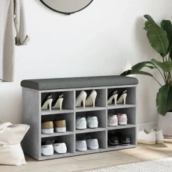 vidaXL skobænk 82x32x50 cm konstrueret træ betongrå