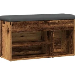 vidaXL skobænk 82x32x45,5 cm konstrueret træ antikt træ