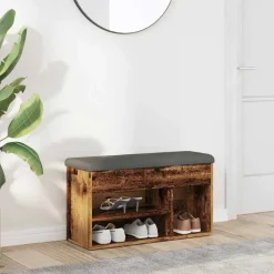 vidaXL skobænk 82x32x45,5 cm konstrueret træ antikt træ