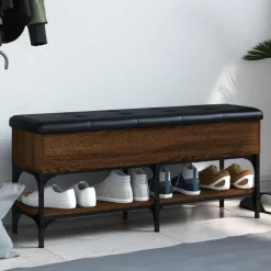 vidaXL skobænk 102x32x45 cm konstrueret træ brun egetræsfarve