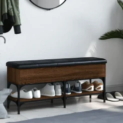 vidaXL skobænk 102x32x45 cm konstrueret træ brun egetræsfarve