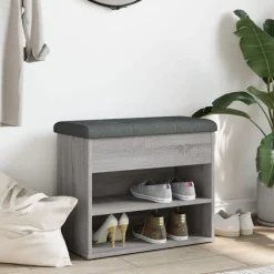 vidaXL skobænk 62x32x50 cm konstrueret træ grå sonoma-eg