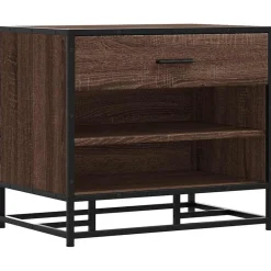 vidaXL skobænk 60x40x53,5 cm konstrueret træ metal brun egetræsfarve