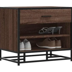 vidaXL skobænk 60x40x53,5 cm konstrueret træ metal brun egetræsfarve