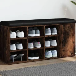 vidaXL skobænk 102x32x50 cm konstrueret træ røget egetræsfarve