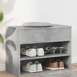 vidaXL skobænk 60x30x45 cm konstrueret træ betongrå