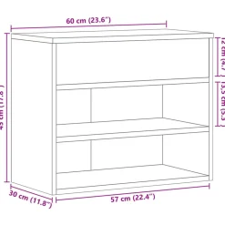vidaXL skobænk 60x30x45 cm konstrueret træ betongrå