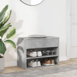 vidaXL skobænk 60x30x45 cm konstrueret træ betongrå