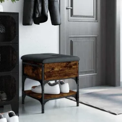 vidaXL skobænk 42x42x45 cm konstrueret træ røget egetræsfarve