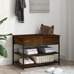 vidaXL skobænk 70x42,5x50 cm konstrueret træ brun egetræsfarve