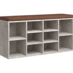 vidaXL skobænk 103x30x48 cm konstrueret træ betongrå
