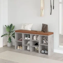 vidaXL skobænk 103x30x48 cm konstrueret træ betongrå