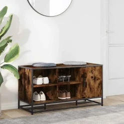 vidaXL skobænk 100x40x53,5 cm konstrueret træ metal røget egetræsfarve