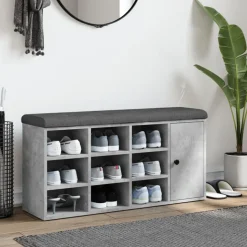 vidaXL skobænk 102x32x50 cm konstrueret træ betongrå