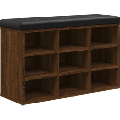 vidaXL skobænk 82x32x50 cm konstrueret træ brun egetræsfarve
