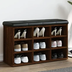 vidaXL skobænk 82x32x50 cm konstrueret træ brun egetræsfarve