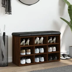 vidaXL skobænk 82x32x50 cm konstrueret træ brun egetræsfarve