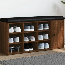 vidaXL skobænk 102x32x50 cm konstrueret træ brun egetræsfarve
