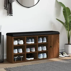 vidaXL skobænk 102x32x50 cm konstrueret træ brun egetræsfarve