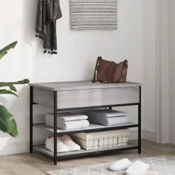 vidaXL skobænk 70x42,5x50 cm konstrueret træ grå sonoma-eg