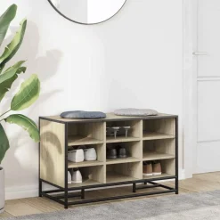vidaXL skobænk 84x40x53,5 cm konstrueret træ og metal sonoma-eg